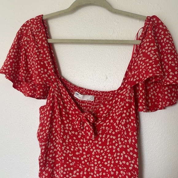 Zara Red Floral Mini dress - Picture 4 of 5